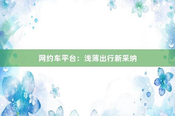 网约车平台：浅薄出行新采纳