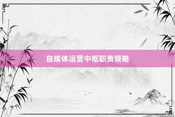 自媒体运营中枢职责领略